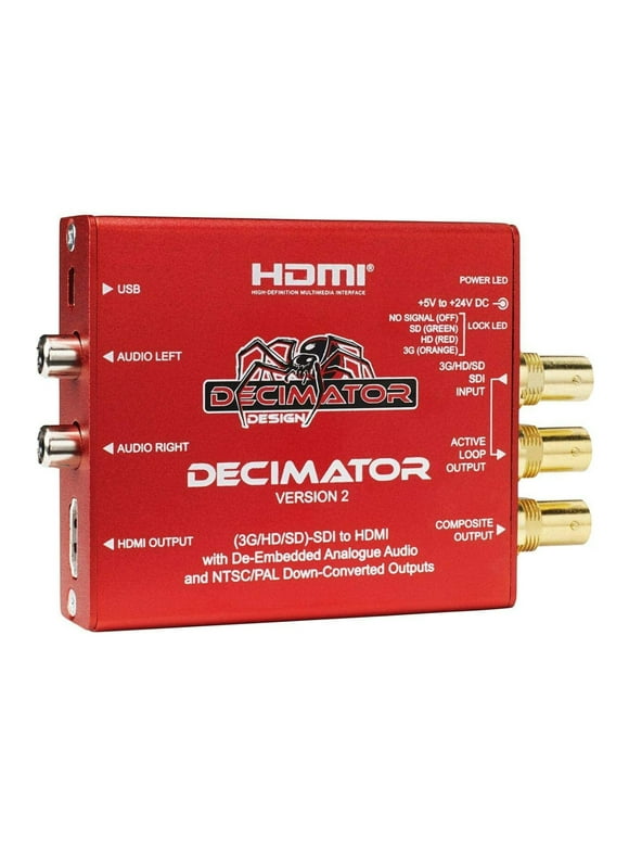 Decimator Version 2 Simultaneously Scales SDI to HDMI and NTSC/PAL with Audio