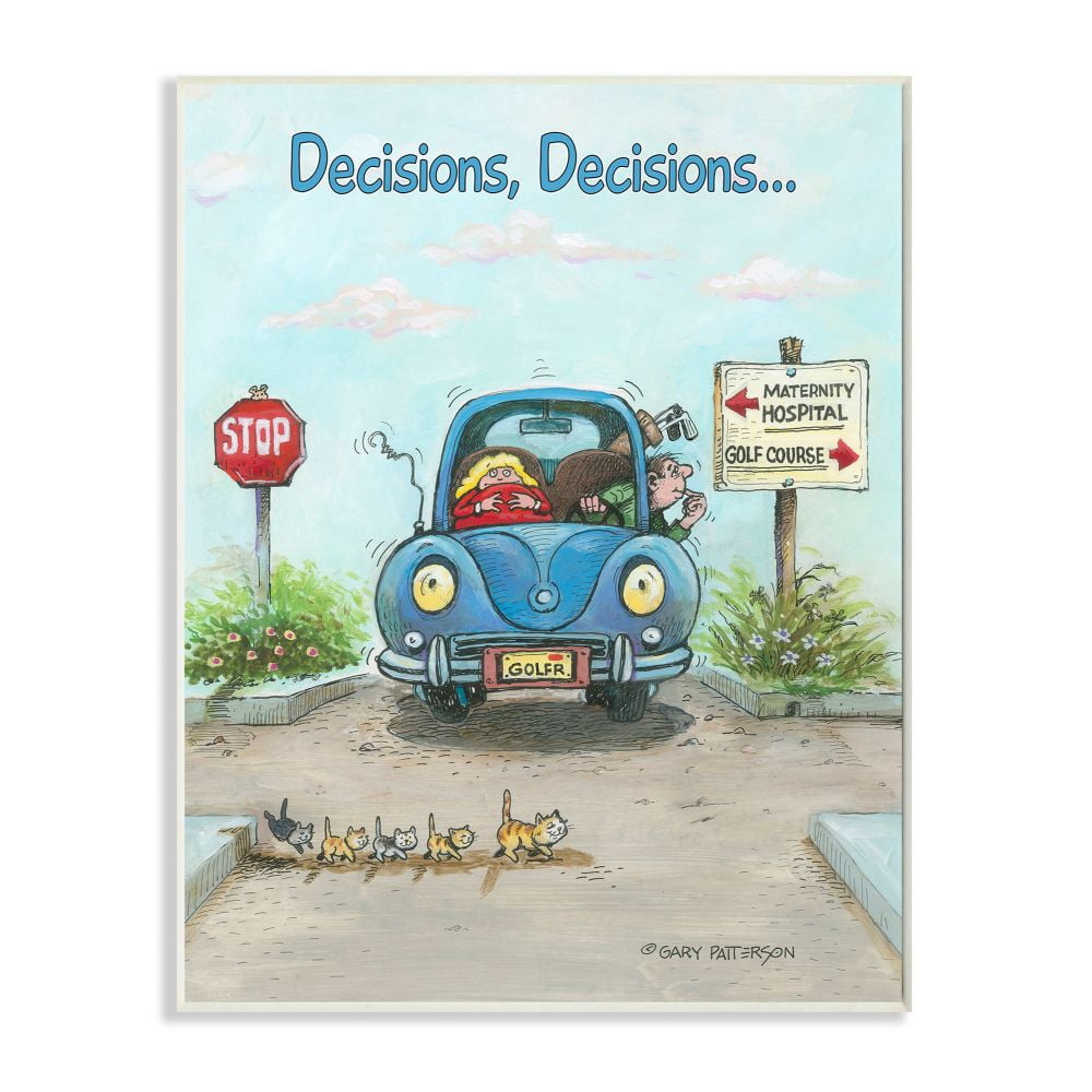 Decisions Funny Family Golf Cartoon Sports Design Oversized Wall Plaque Art by Gary Patterson