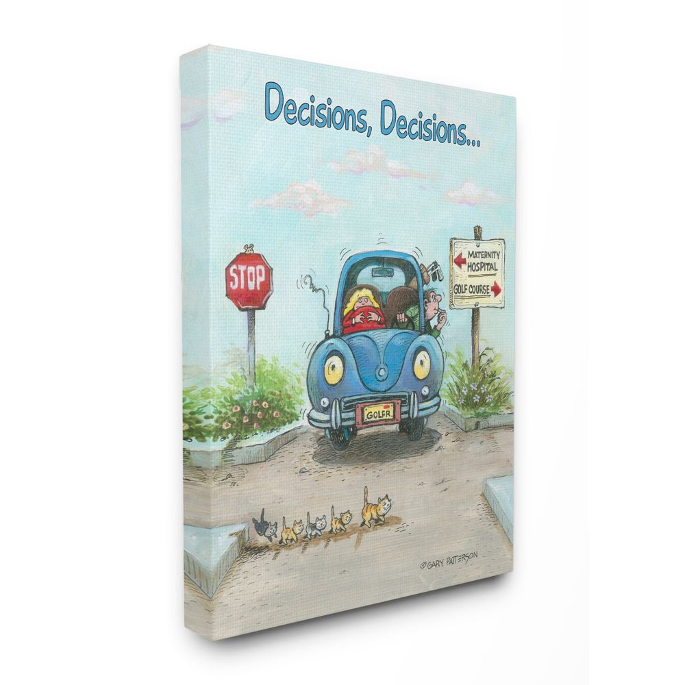 Decisions Funny Family Golf Cartoon Sports Design Super Oversized Stretched Canvas Wall Art by Gary Patterson