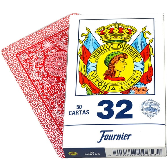 Deck 50 Fournier Spanish Playing Cards Catalan Red #32 Baraja Catalana Rojo