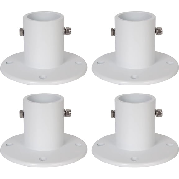 Deck Anchor Flange Cast Above Ground Pool Ladders Handrails or Slide - 1 7/8 Inch Diameter of 1.9" Aluminum White (4PC)