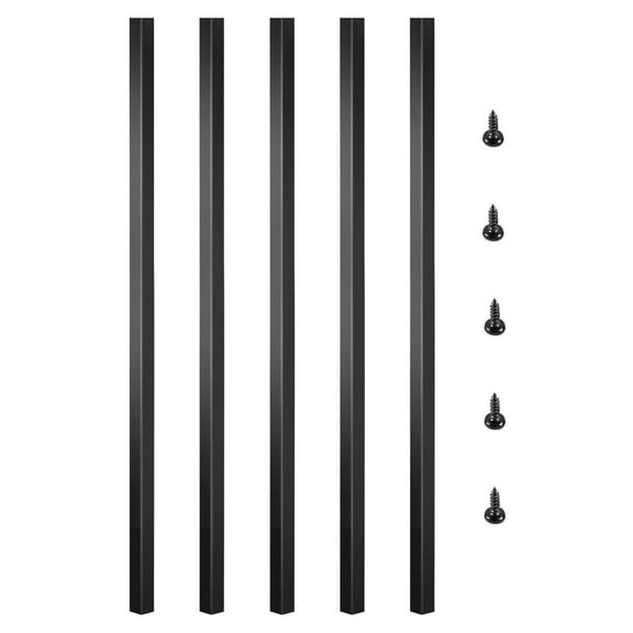 Deck Balusters 101 Pack, 32" Metal Deck Spindles, Aluminum Alloy Staircase Baluster with Screws, Black Square Railing for Outdoor Deck, Porch, Stair