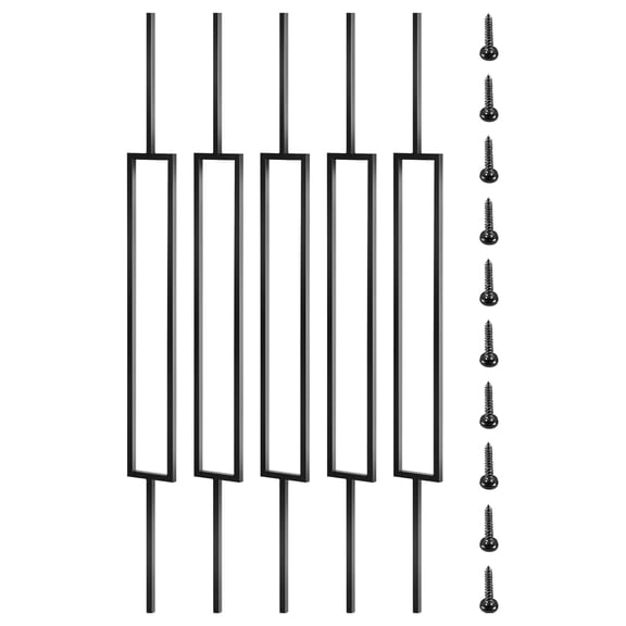 Deck Balusters, 44"x0.5" Metal Deck Spindles, 10 Pack Staircase Baluster with Screws, Iron Deck Railing for Wood and Composite Deck, Stylish Black Baluster for Outdoor Stair Deck Porch