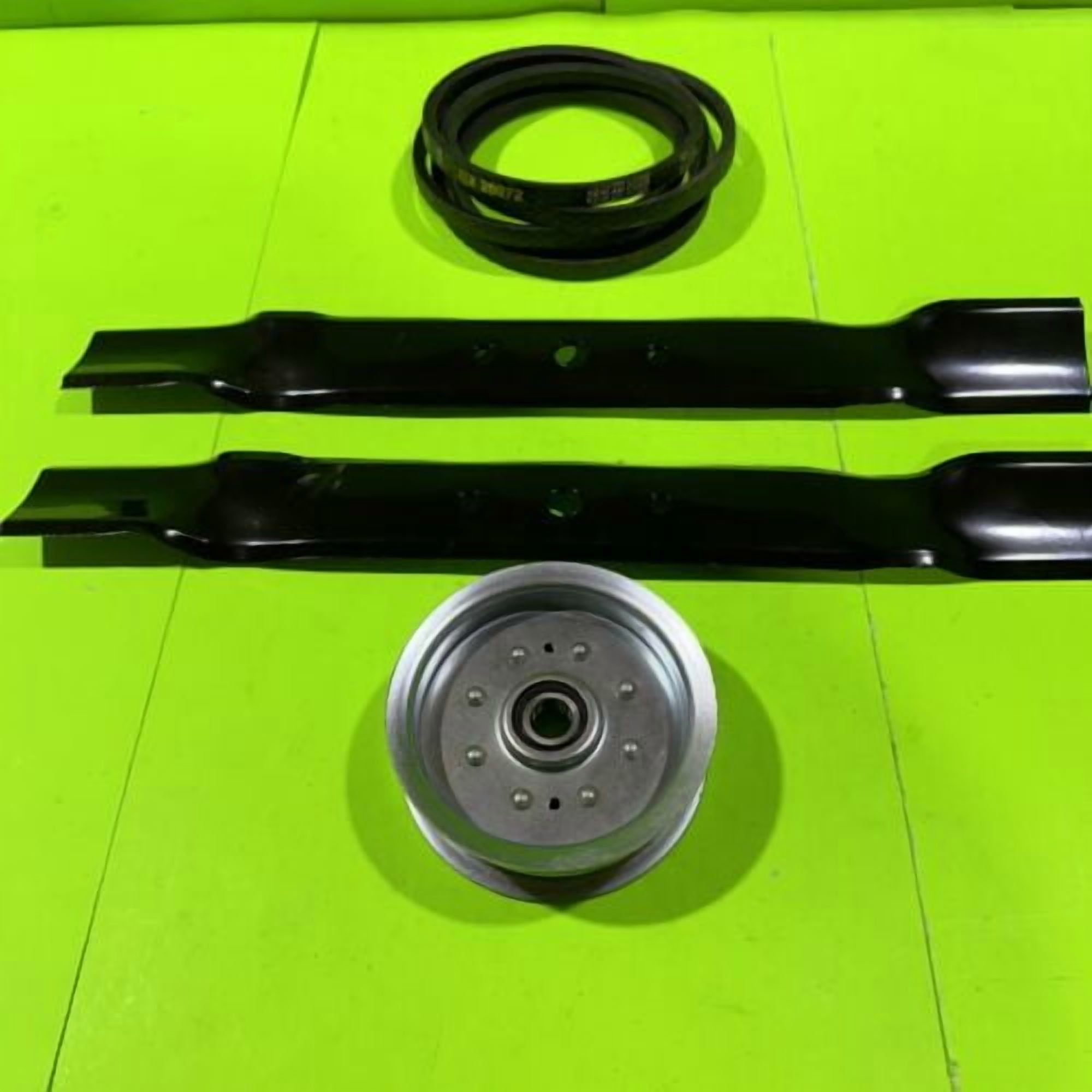 Deck Belt Blade Kit, For 42" John Deere GX20249 GX20072 L100 L108 L110 L111 (2 Blades, 1 Belt, 1 Idler Pulley)