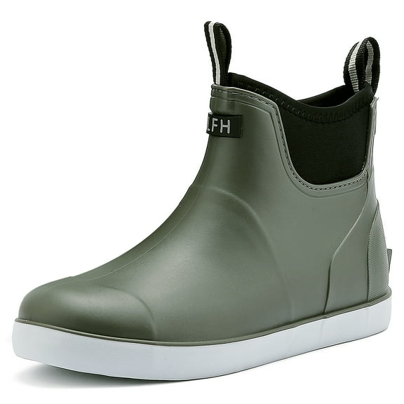 Lcamaw Deck Boots for Men，OutdoorRubber Fishing Garden Waterproof Ankle Rain Boots