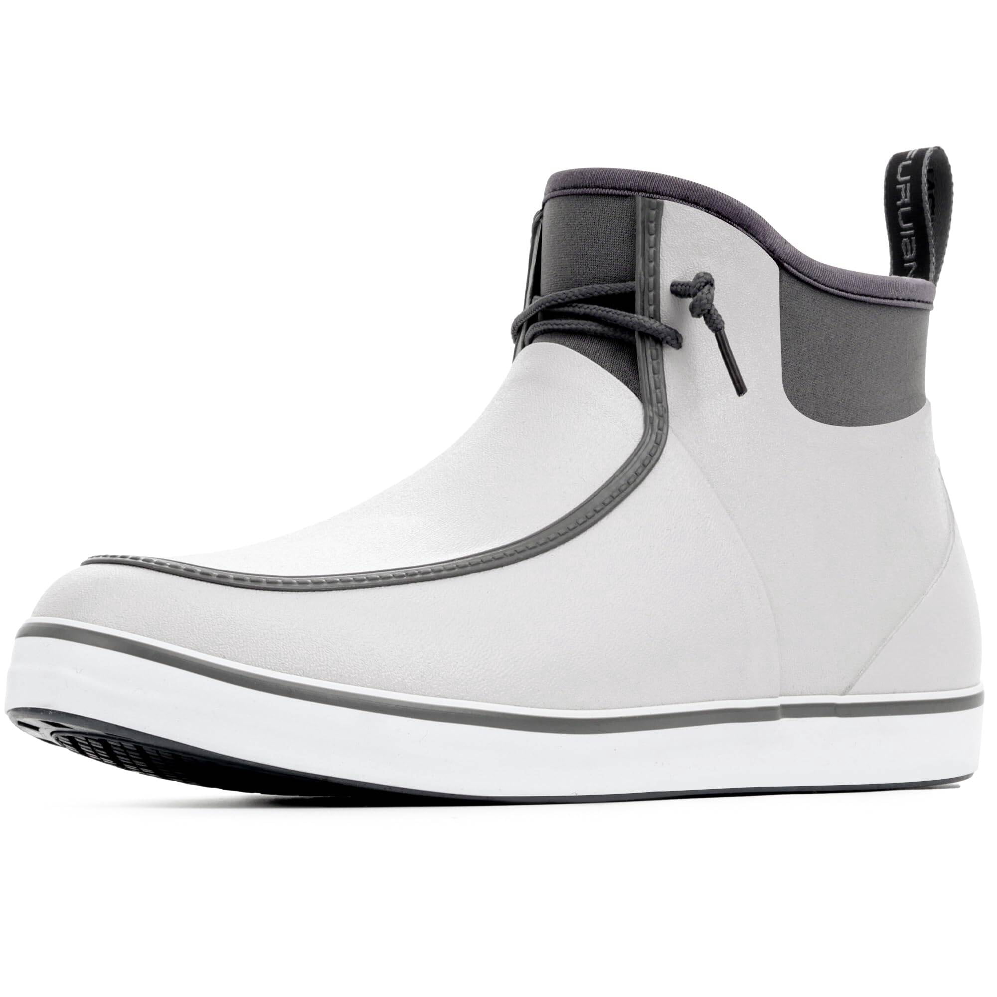 Deck Boots for Men Waterproof Rain Boots Durable Rubber Boots Comfortable Fishing Loafers Slip On Moc Toe Shoes Non Slip Boat Shoes for Fishing, Gardening, Daily, Working, Sailing