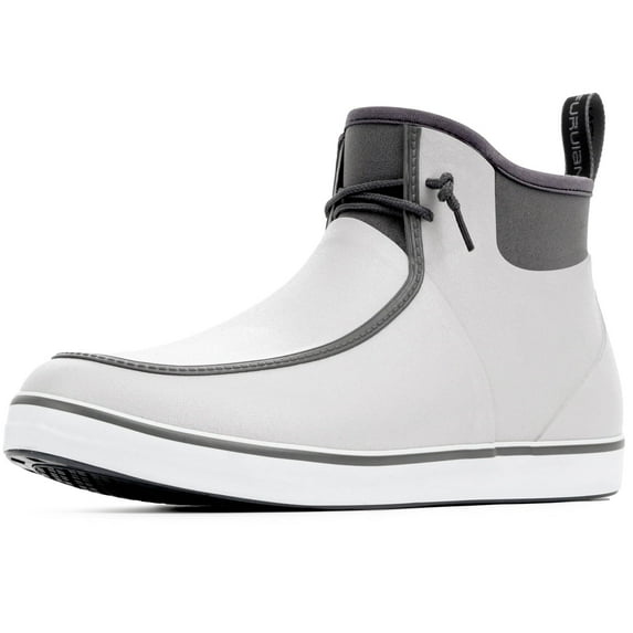 Deck Boots for Men Waterproof Rain Boots Durable Rubber Boots Comfortable Fishing Loafers Slip On Moc Toe Shoes Non Slip Boat Shoes for Fishing, Gardening, Daily, Working, Sailing