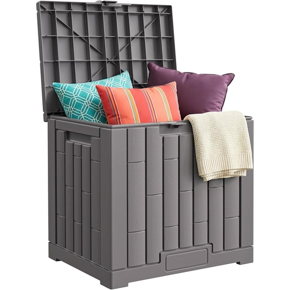 Deck Box 60 Gal, UV Resistant & Waterproof Outdoor Storage Box with Lock, Easy Assemble Storage Bins Container for Pool Patio Garden