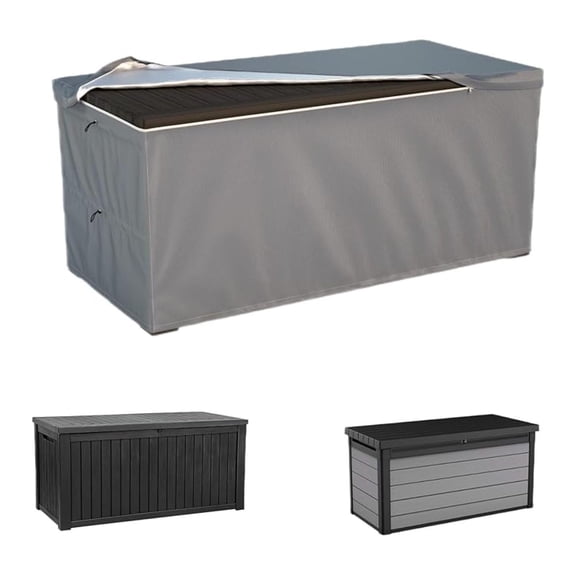 Deck Box Cover 150 Gallon - Heavy Duty 600D Waterproof Outdoor Storage Box Cover, 63x30x28in, Weather Resistant Patio Furniture Cover