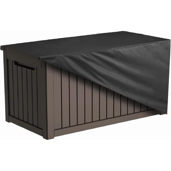 Deck Box Cover, Outdoor Storage Box Cover for 230 Gallon Deck Box &Outside Patio Storage Bench - 600D Heavy Duty Waterproof Rectangular Fire Pit Table Covers, Black