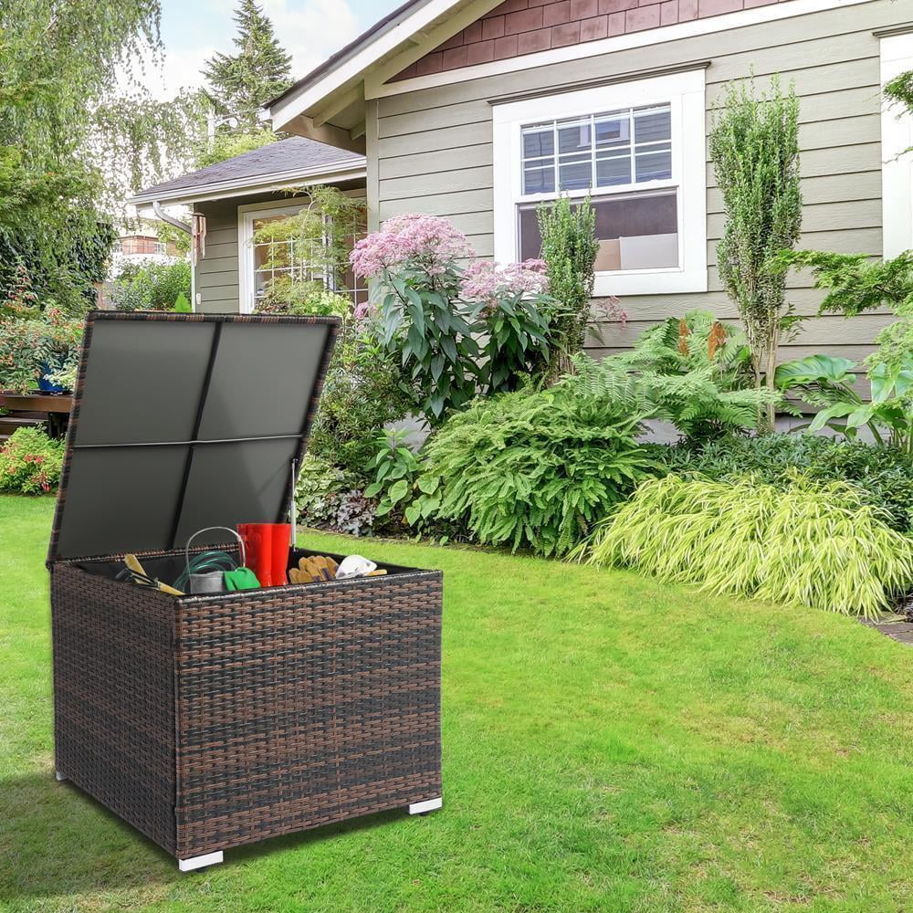 Deck Box Storage Bin Bench Organizer Outdoor Garden Patio Wicker Brown Deck box storage bin bench organizer outdoor garden patio wicker brown