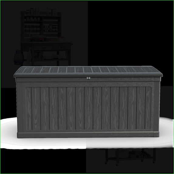 Deck Boxes | 260 Gallon XXL Waterproof Lockable Resin for Patio Garden | Black | Rectangle