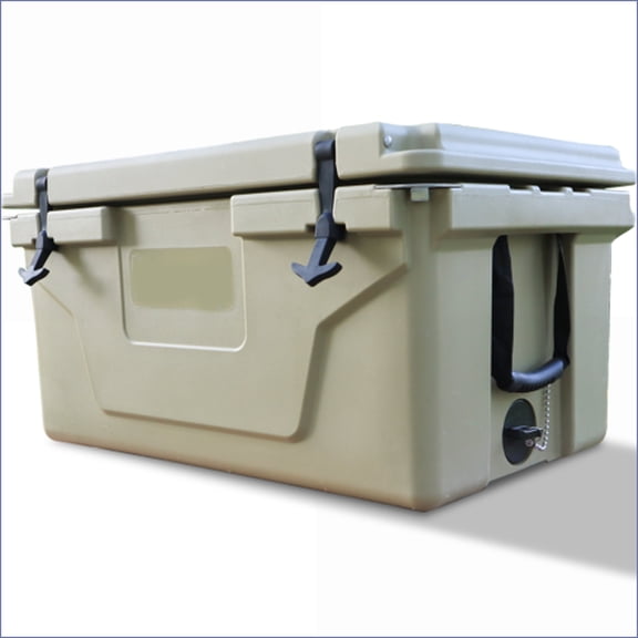 Deck Boxes 65QT Rotomolded Insulated Ice Cooler, Tan Brown for Camping Fishing | Beige | Plastic