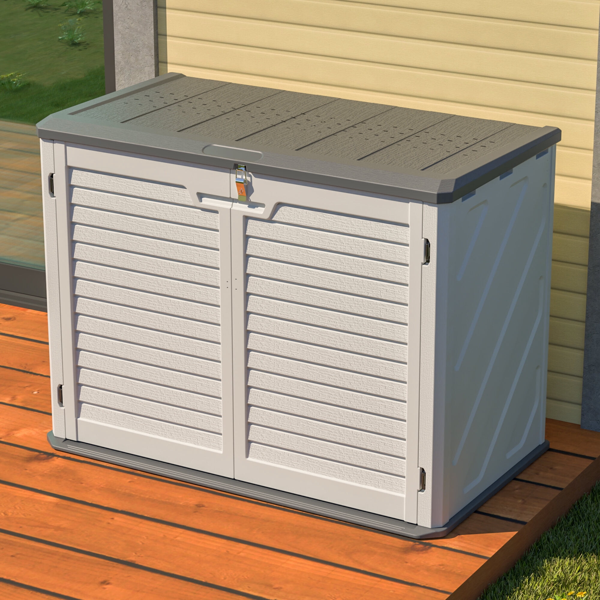 Deck Boxes Horizontal Storage Shed Weather Resistance, Large Outdoor ...
