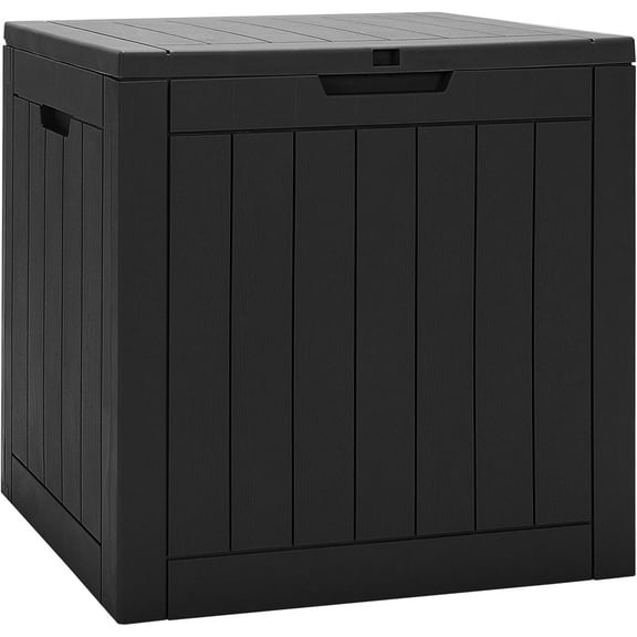 Deck Boxes Outdoor Waterproof - 30 Gallon Patio Storage Box with Lockable Lid, Built-in Handles, Storage Bin for Poolside, Package Delivery, Cushions, Garden Tools, Outside Storage Box (Black)
