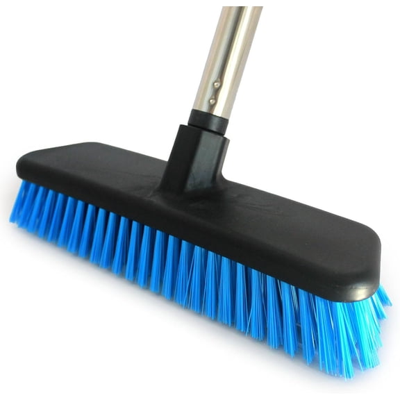 Deck Brush with Retractable Long Handled Floor, Floor Scrub Brushes, Heavy-Duty Push BroomBrush, 55" Brush Stiff Bristle Scrubbing Brush for Cleaning Bathroom Kitchen Carpets Garage and Tiles