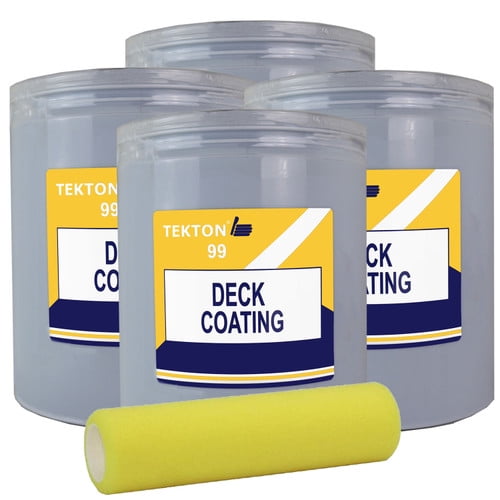 Deck Coating; Paint for Wood Decks, Stairs, Railings, Fences and More, Light Grey(4 Gallons with Foam Cover)