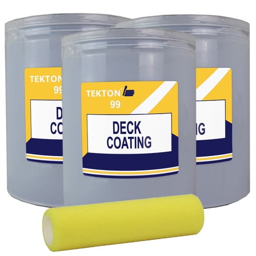 Deck Coating; Paint for Wood Decks, Stairs, Railings and More (3 Gallons with Foam Cover), Light Grey