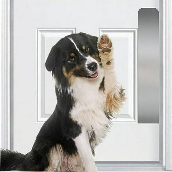 Deck the Door Decor | Dog Scratch Door Protection Plate - Anodized Aluminum - Magnetic Mount for Steel Doors - Multiple Finish Colors - Sizes for All Doors (4 x 30 (Full Length), Satin Nickel)