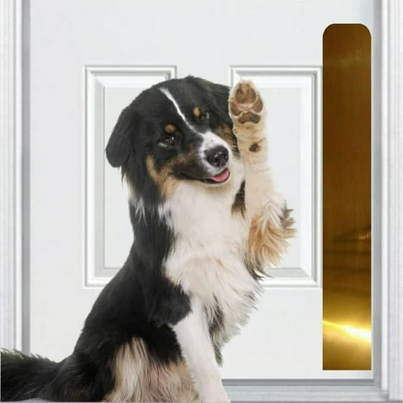 Deck the Door Decor | Dog Scratch Door Protection Plate - Anodized Aluminum - Magnetic Mount for Steel Doors - Multiple Finish Colors - Sizes for All Doors (6 x 30 (Full Length), Shiny Brass)