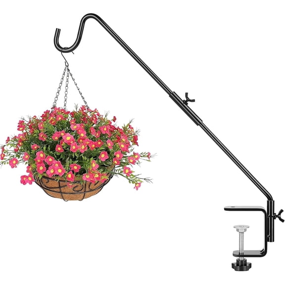 Deck Hook, 20 Inch Bird Feeder Hanger for Hummingbird Feeders, Black