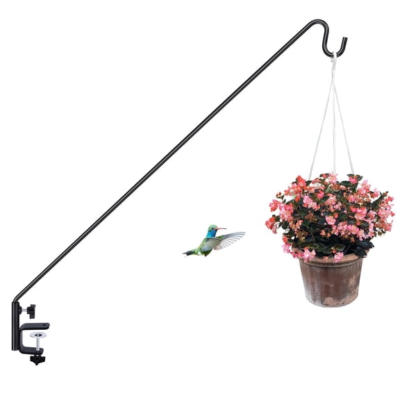 Deck Hook - 28 Inch - 1 Pack Adjustable Steel Hanging Hook for Bird Feeders Plants Lanterns Wind Chimes