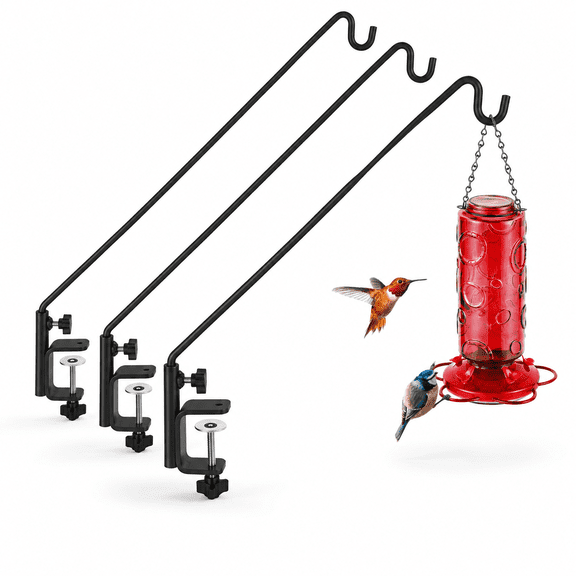 Deck Hook - 28 Inch - 4 Packs Heavy Duty Steel Outdoor Hanging Hook for Bird Feeders Plants Lanterns