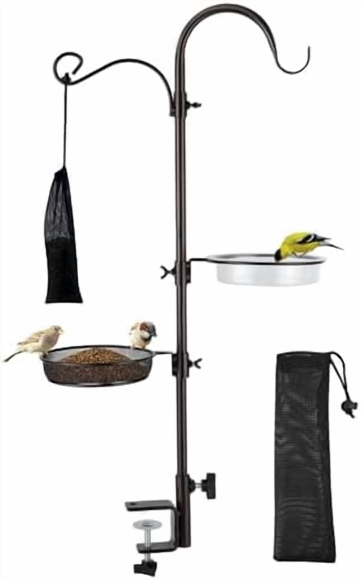 Deck Hook Bird Feeder Pole Bird Feeder Porch Multi Hook Bird Feeding Station Kit Multi Feeder Hanging Kit Premium Bird Bath for Attracting Wild Birds Bird Feeder Planter Hanger