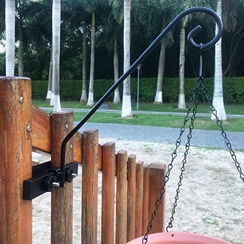 Deck Hook Rail Suitable for Hanging Flower Baskets Wind Chimes Planters Bird Feeders Lights, Heavy Duty Fence Deck Hook Rail Holds up to 15lbs with Ease Note: Pole Length: 16.5 inches