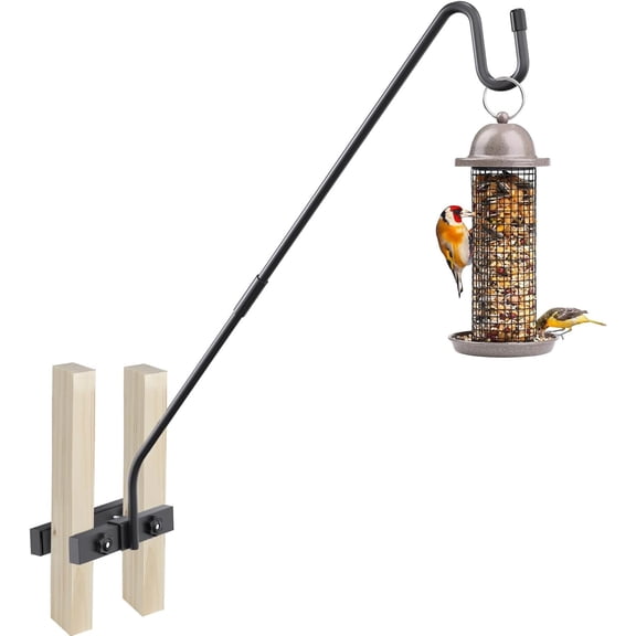 Deck Hook Railing Mount,Heavy Duty Metal Plant Hanger 360Rotating | Shepherd Bracket For Bird Feeder, Flower Baskets, Lanterns | Extended Arm, Rust-Resistant For Deck, Patio & Garden Use