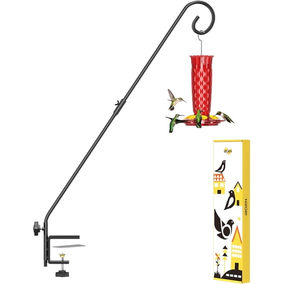 Deck Hook for Bird Feeder, Hummingbird Feeder Hanger Railing, Heavy Duty Outdoors Hanging, 360 Rotatable Arm, Solid Wire, 28 Inch, Pack of 1