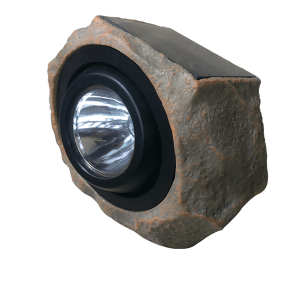 Deck Impressions Solar LED Sandstone Rock Spotlight w/ White or Warm White Light Option