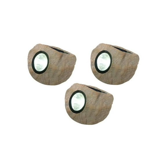 Deck Impressions Solar Sandstone White Rock Spot Light, 3-Pack