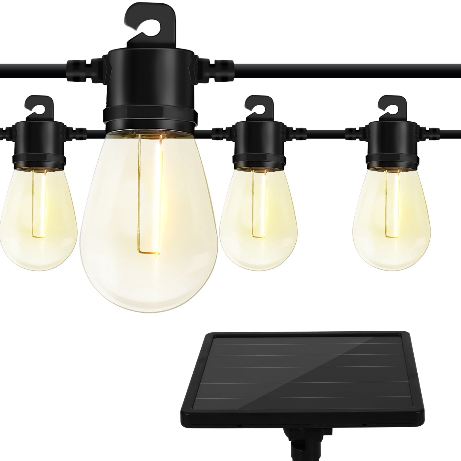Deck Impressions Solar String Lights, 15PC Filament LED Bulbs w/ Dual Mounting Option