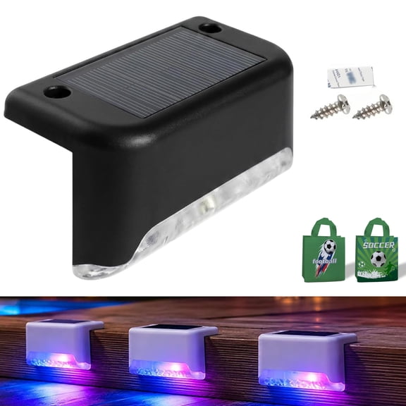 Deck Lights Solar Powered ABS 8PCS - Compact L-Shape Dusk to Dawn LED for Backyard Decor & Fence Railing, Colored light