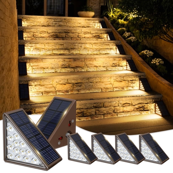 Deck Lights Warm White 6 pack Outdoor Solar Step Lights