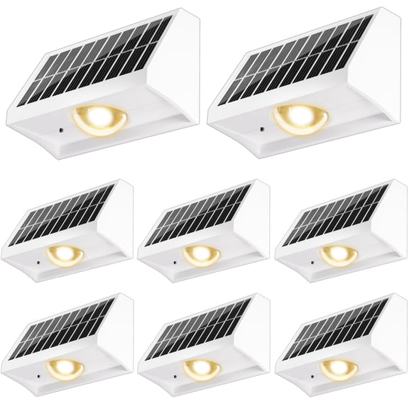 Deck Lights White 8 Pack Solar Waterproof LED for Outdoor Patio Step Backyard Railing