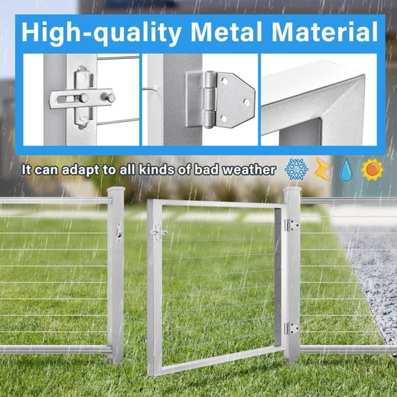Deck Man Outdoor Gate Integrated Welding Cable Railing Gate for Wood ...