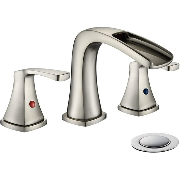 Deck Mount 8'' Waterfall Bathroom Sink Faucet Set 3-Hole W/Pop-up Drain Tub Tap