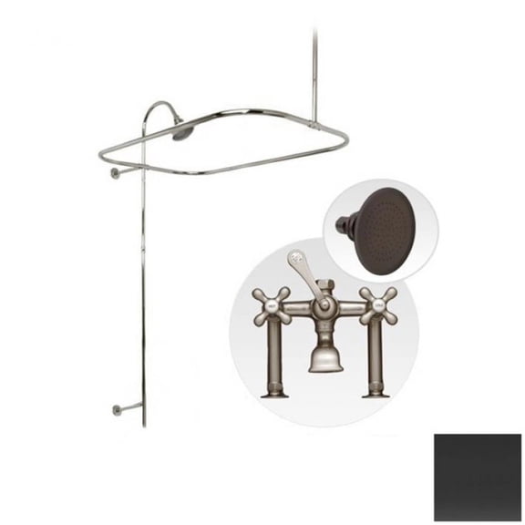 Deck Mount Clawfoot Tub Shower Enclosure with Faucet and Watering Can Showerhead