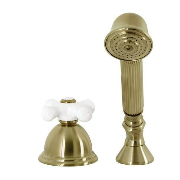 Deck Mount Hand Shower with Diverter for Roman Tub Faucet, Brushed Brass