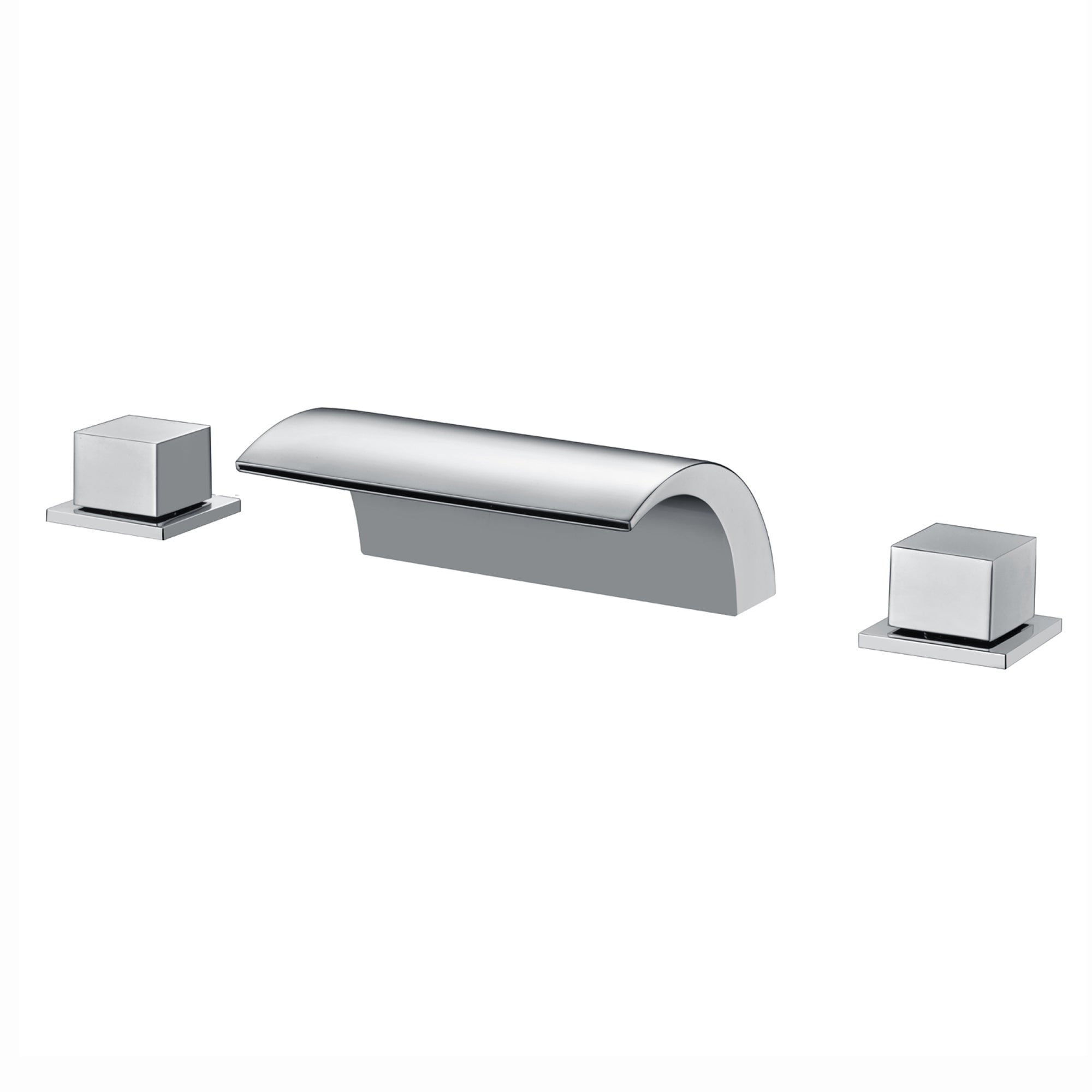 Deck Mount Tub Faucet, 2 Handle Waterfall Roman Tub Faucet, Chrome Finish