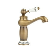 Deck Mounted Bathroom Sink Faucet, Single Lever Control One Hole Mixer Tap, Basin Faucet With Beautiful Pattern, Brushed, Brass ,Easy to Install