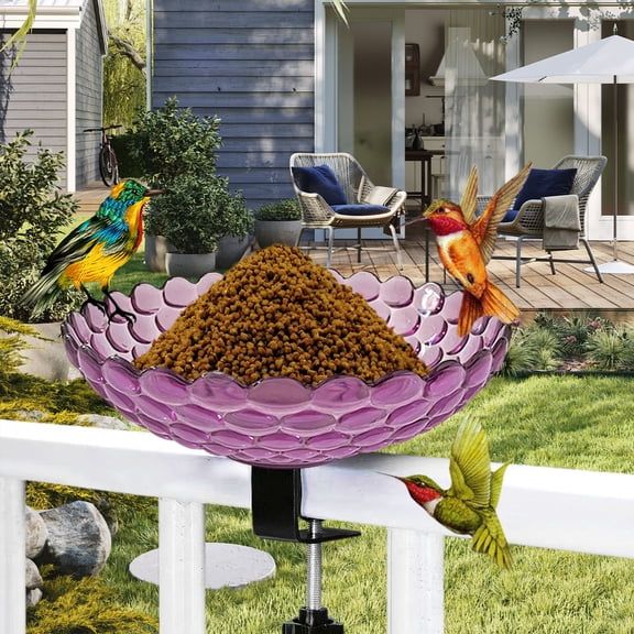 Deck Mounted Bird Bath, Deck Mount Bird Bath with Adjustable Sturdy Steel Fence Clamp, Dual Use Metal Weather Resistant Durable for Attracting Birds for Outdoor Railings, Garden, Patio Deck