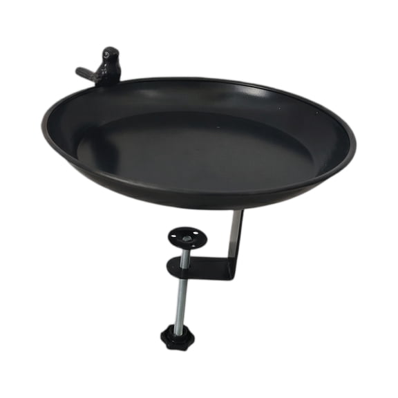 Deck Mounted Metal Bird Bath for Outside, Detachable Birdbath Bowl with Adjustable Steel Clamp, Outdoor Bird Feeder for Railing Balcony Fence Yard Art Garden Decor