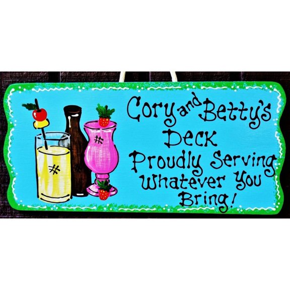 Deck Or Tiki Bar Personalize Proudly Serving Sign Hot Tub Patio Wall Art Plaque