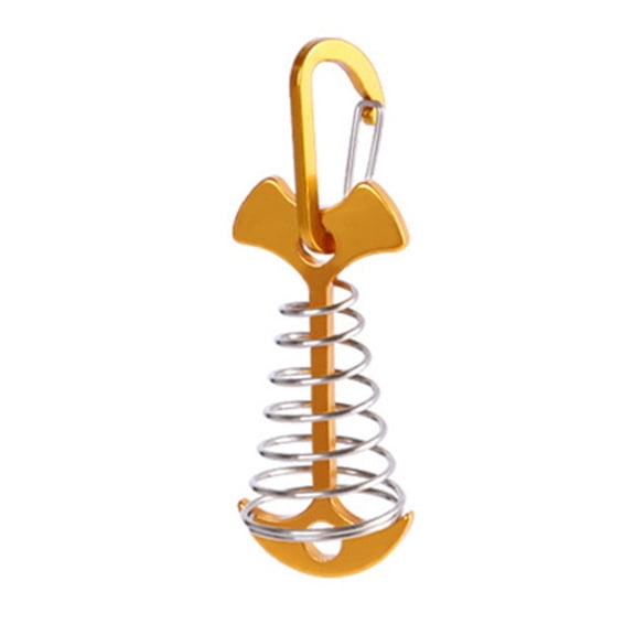 Aluminum Alloy Fishbone Deck Anchors Peg Spring Guyline Tensioner Cord Adjuster Lightweight Deck Plank Board Tent Stakes