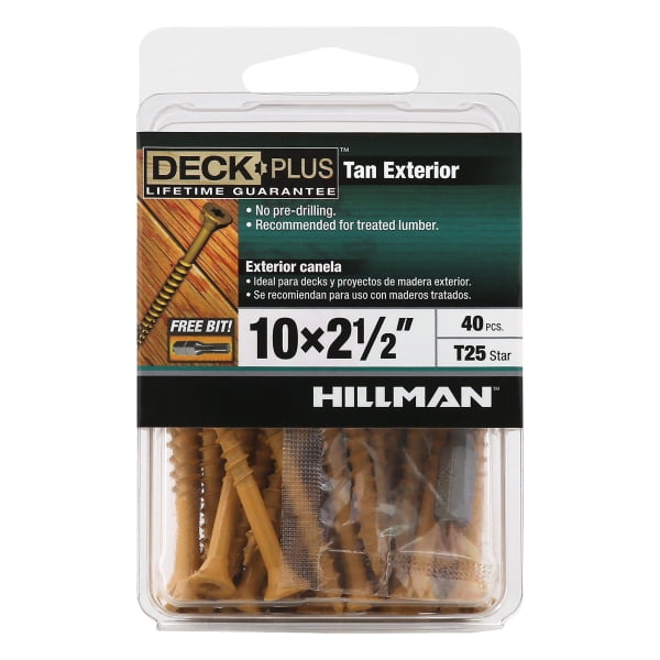Deck Plus 196683 Tan Exterior Wood & Deck Screws (#10 x 2-1/2") - 40 Pieces