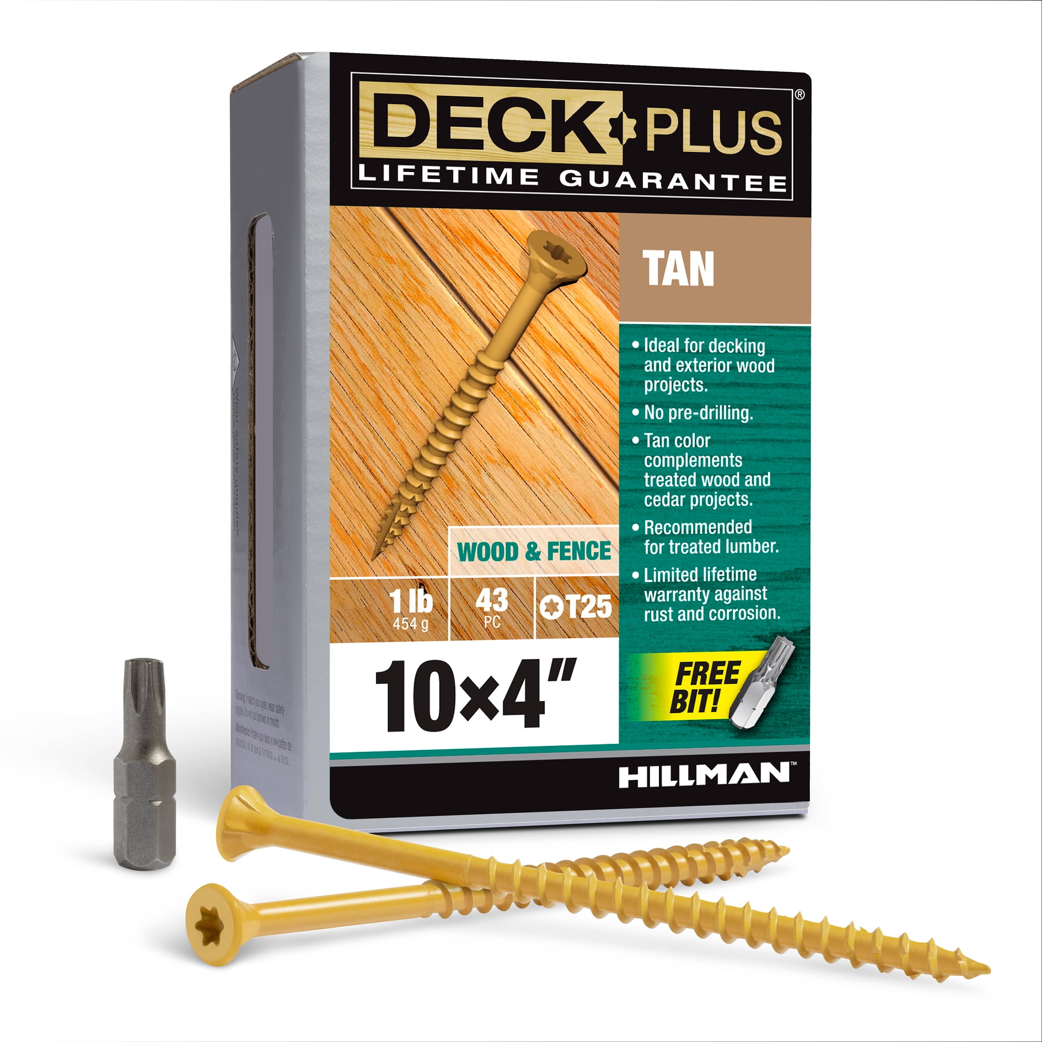 Deck Plus 1lbs No.10 x 4 in. Star Flat Head Exterior Deck Screws, Tan