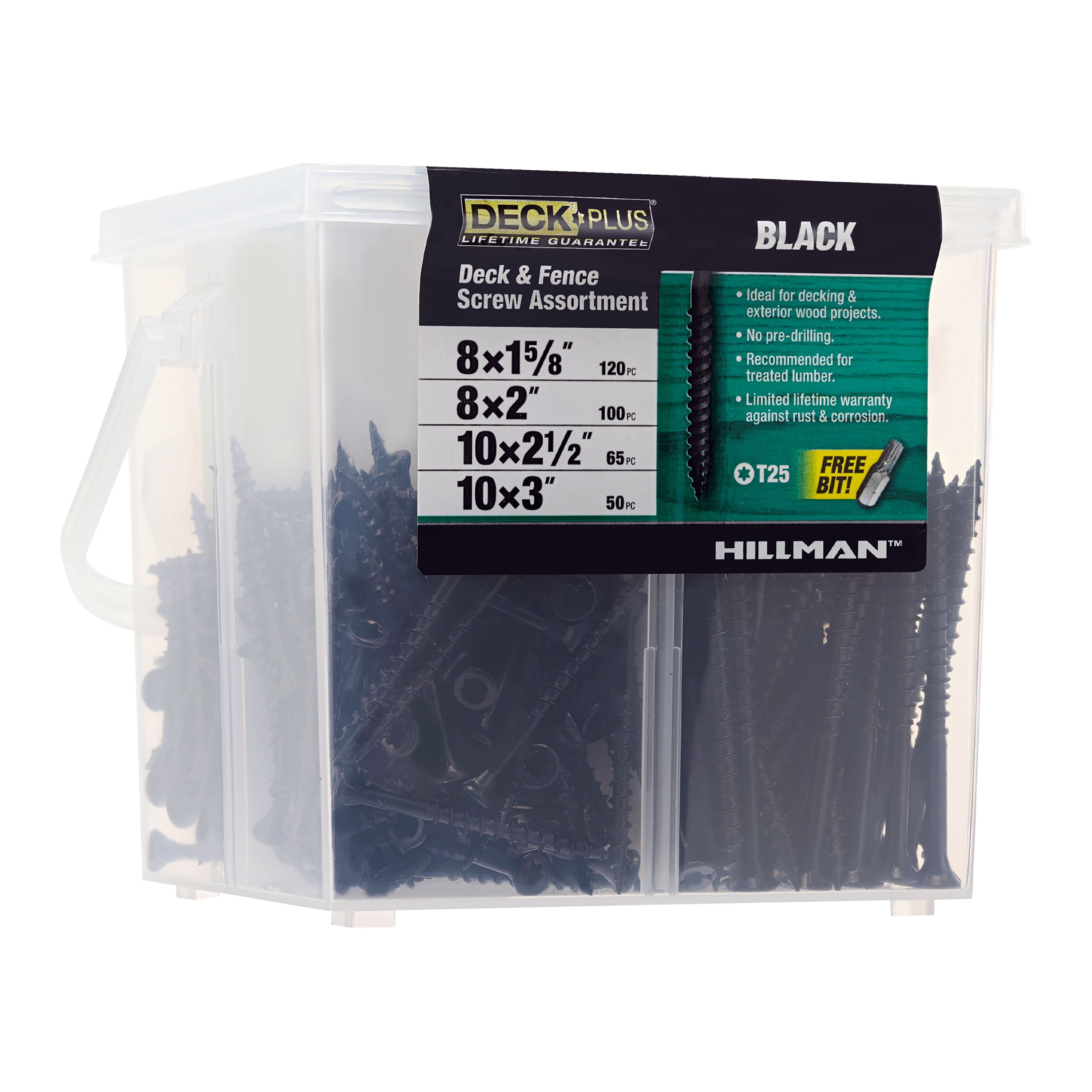 Deck Plus Wood and Deck Exterior Screws, Steel, Epoxy Finish, Black, Various Size, 335 pack